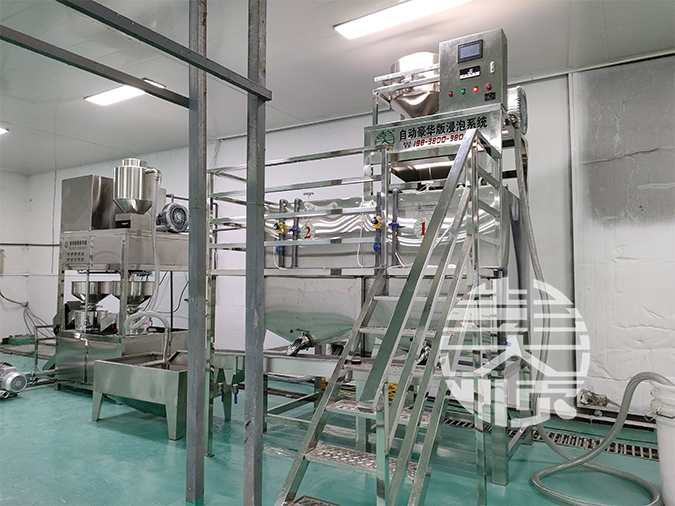 河南雙聯(lián)磨豆腐機(jī)生產(chǎn)線安裝調(diào)試現(xiàn)場